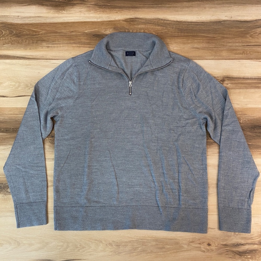 J. Crew Gray Half-Zip Crewneck Sweater